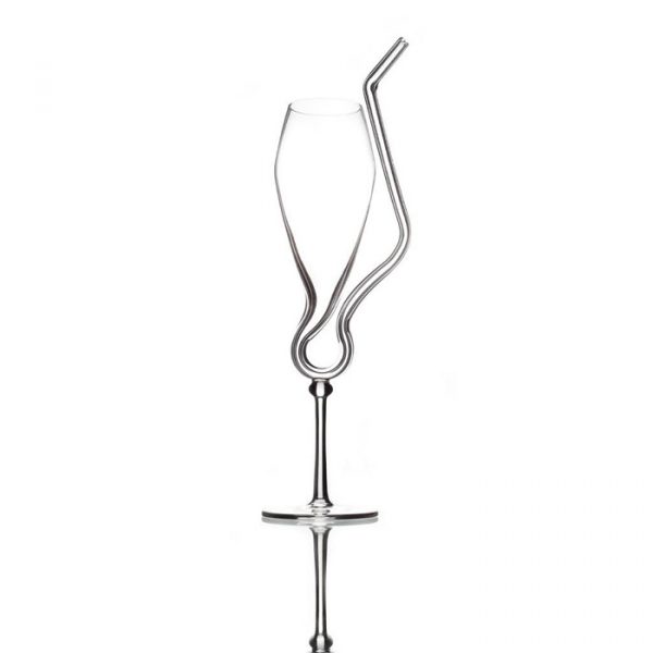 CHAMPAGNE GOBLET WITH STRAW 220 ML
