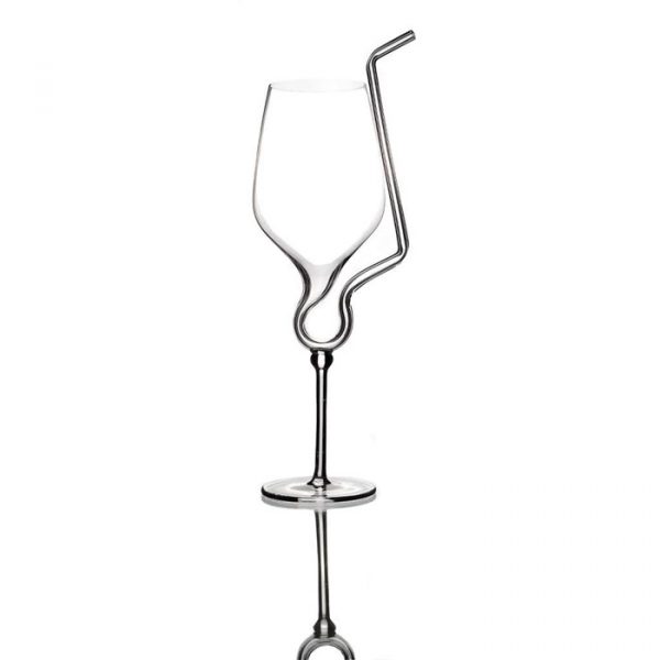 WINE GOBLET WITH STRAW 550 ML